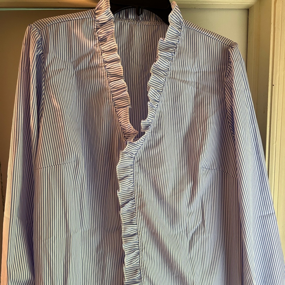 Blue and white blouse